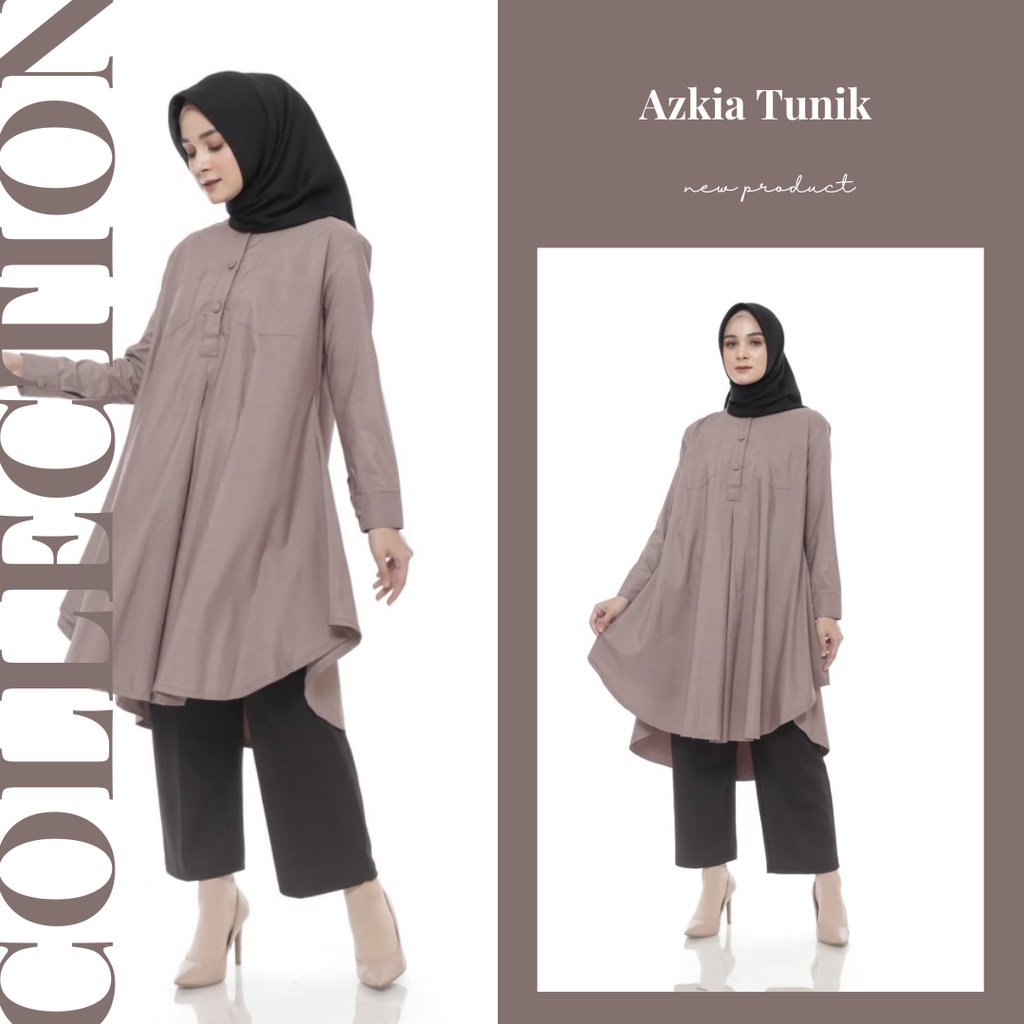 atasan wanita dress wanita kemeja wanita I Azkia Tunik Coklat