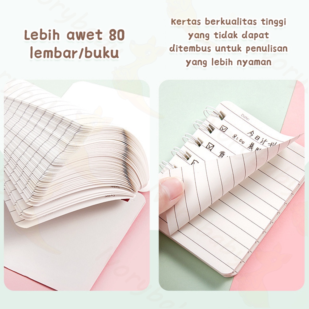 Ivorybaby Buku catatan kecil A7 Notebook ring motif Buku catatan memo ring Buku tulis ring