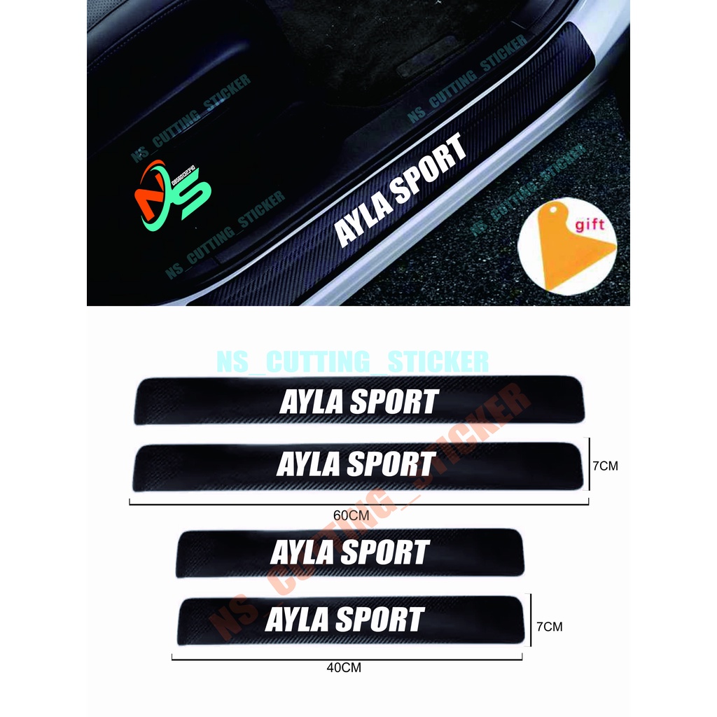 4 pcs sticker carbon stiker pelindung bawah pintu dan pijakan kaki mobil ayla sport all mobil ayla d