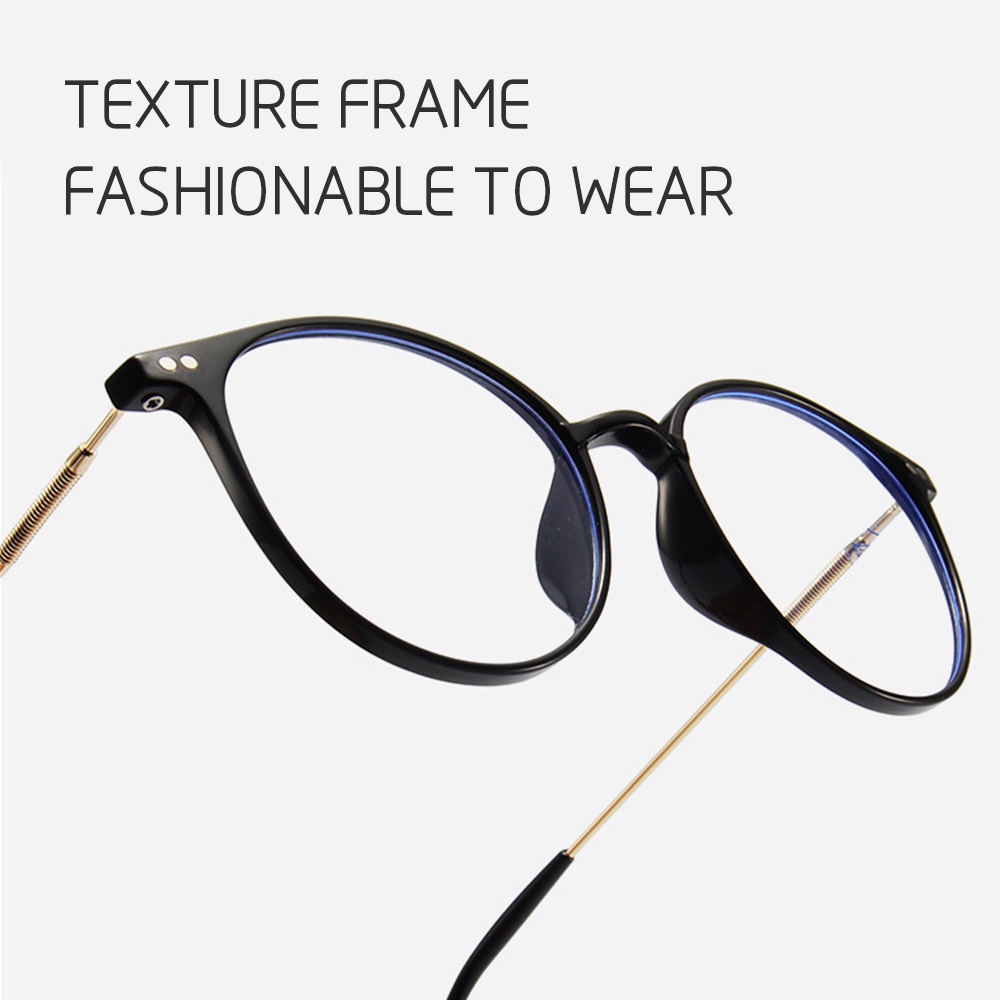 [Hot Sale] Oval Klasik Blue Light Blocking Frame Ringan Anti Silau Eyetrain Anti Gaming Kacamata Baca Fashion UV Ray Eyeglasses Vintage Metal