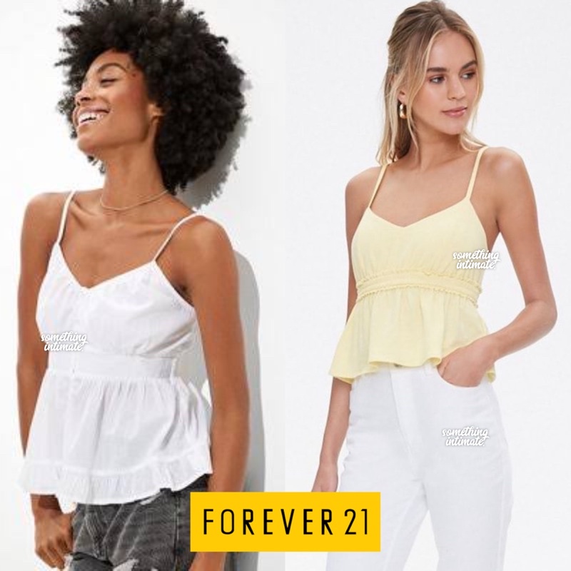Banana Republic / Forever 21 Ruffle Babydoll Cotton Tank Top Spagetthi Straps Bodycon Sisa Export