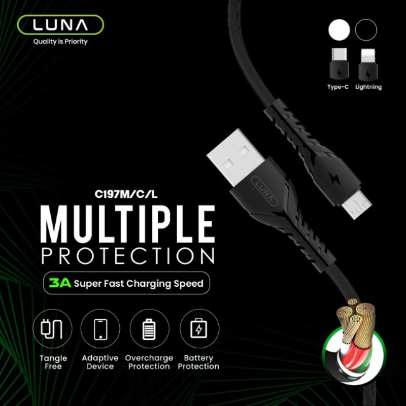 Kabel data Luna model 198m c198 Micro Type c lightning