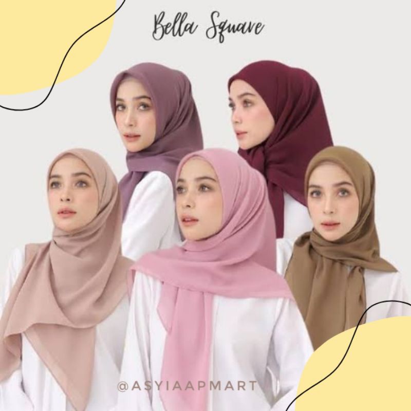 (COD) HIJAB BELLA SQUARE SEGIEMPAT JAHIT TEPI /NECI Vol 1k