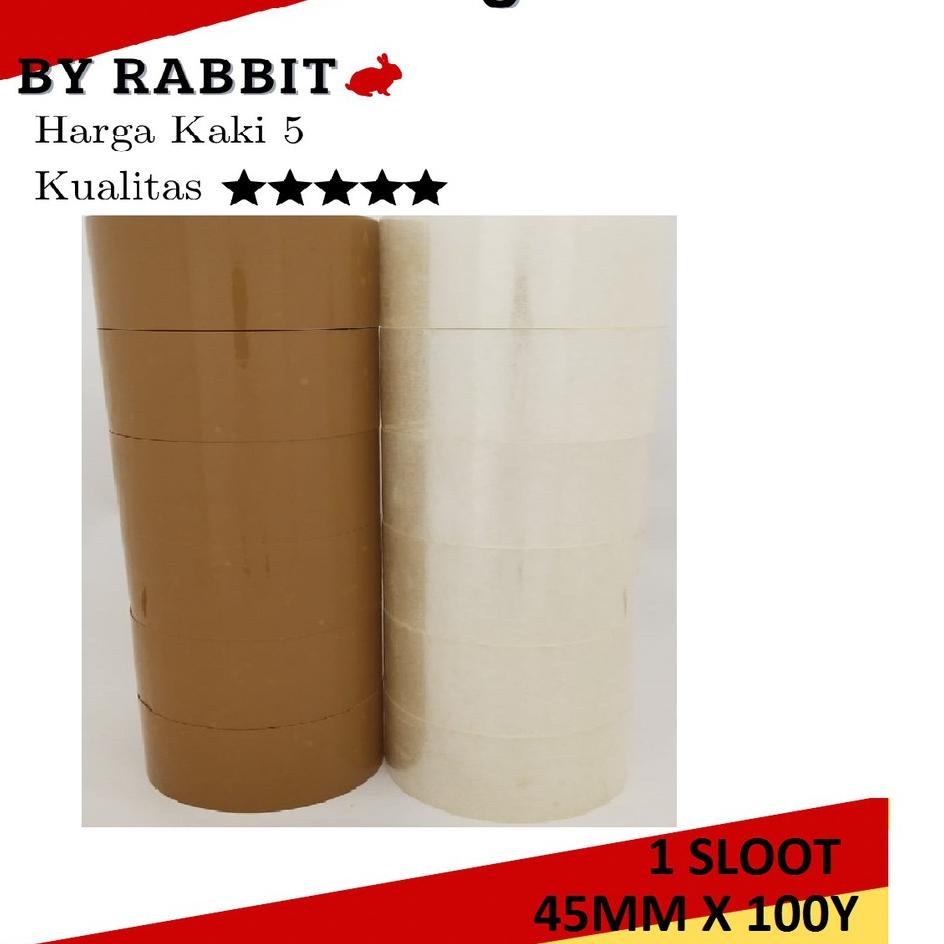 

Lebih Keren LAKBAN 45MM x 100YARD 45MC LAKBAN BENING COKLAT 1SLOT 6ROL