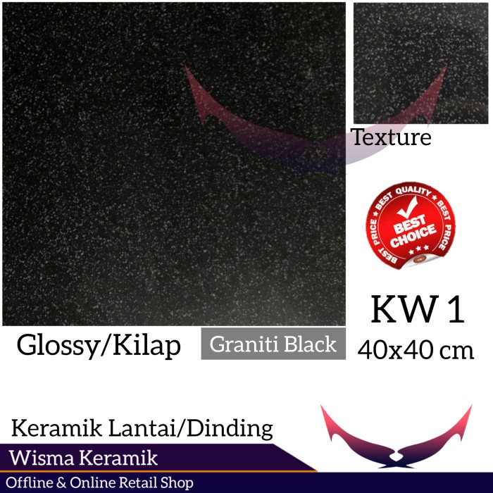 Keramik Lantai dinding 40x40 cm warna hitam granit kw 1 10