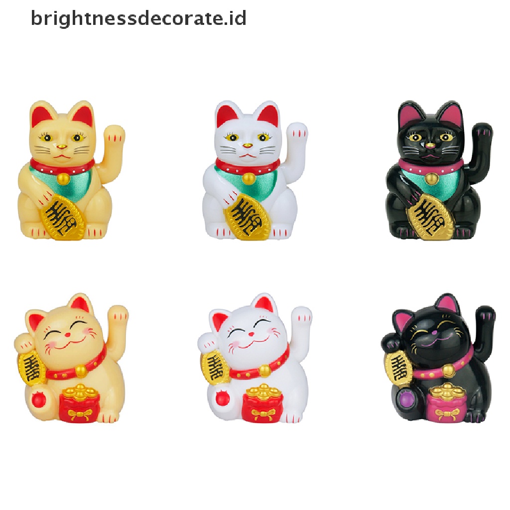 [Birth] 1pc Hiasan Kucing Keberuntungan Mini Solar Otomatis Melambai Dekorasi Mobil Lucky Cat [ID]