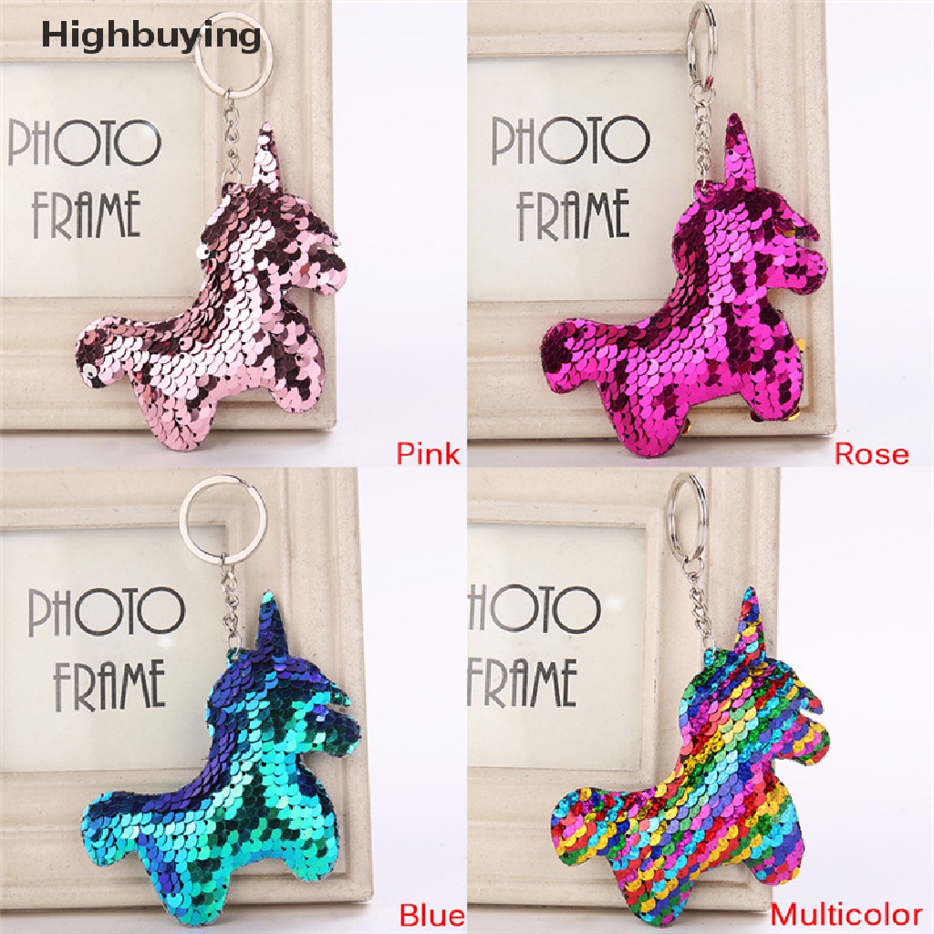 Hbid Unicorn Sequin Keychain Tas Aksesoris Handbag Liontin Horse Keyring Glory