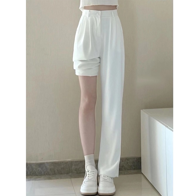 celana putih korea kulot panjang kekinian cewek import terbaru highwaist