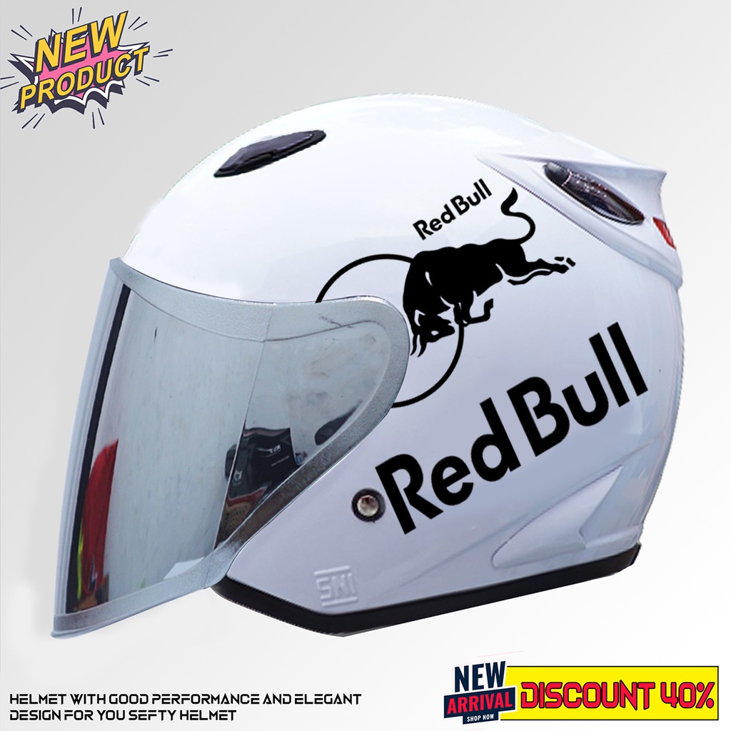 Helm Half Face INK CENTRO Red Bull SNI / Helm Dewasa Untuk Pria Dan Wanita COD