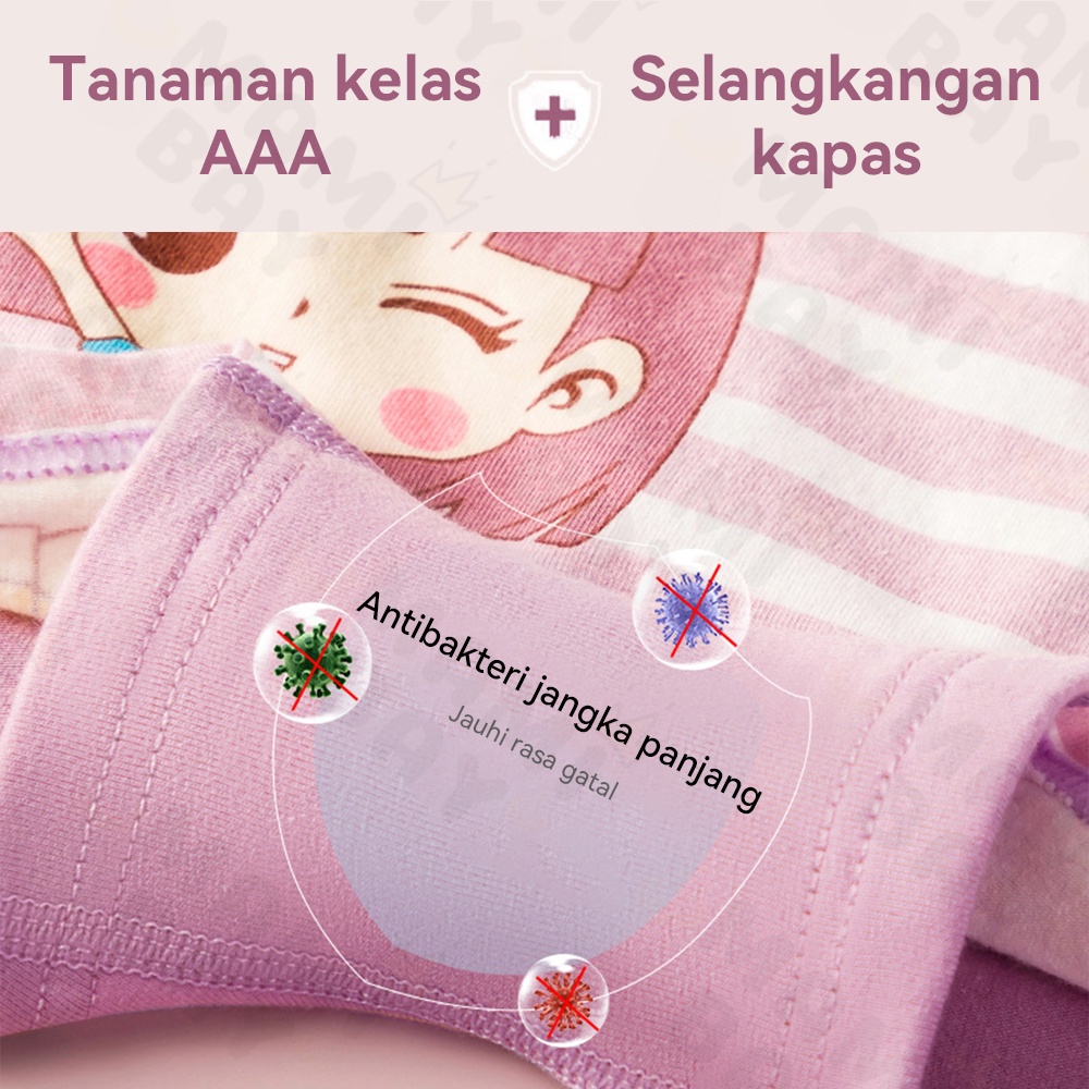 Mamibayi Celana Dalam Anak Perempuan Boxer Katun Murni Celana Dalam Anak Cewek 4 PCS / Set