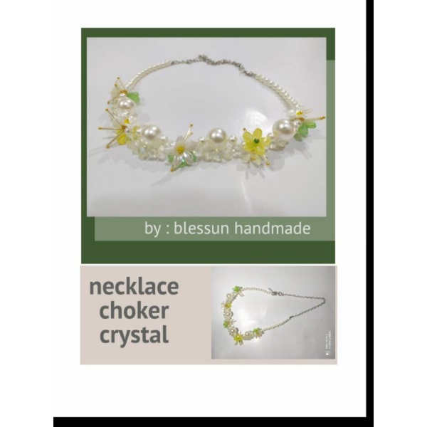 crystal necklace choker daisy by blessun handmade / kalung hijab mutiara / necklace hijab