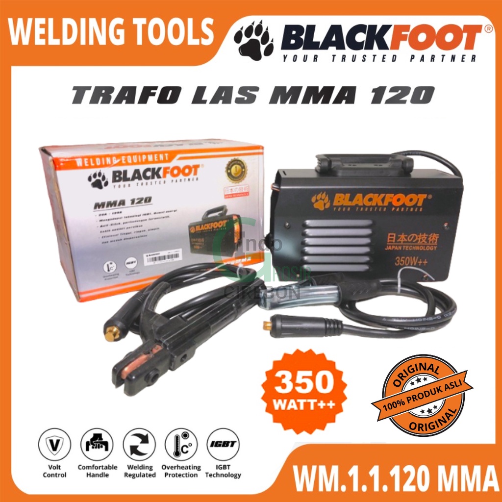 Blackfoot Mesin Las Listrik Travo Las Welding Inverter 350 watt IGBT MMA 120 A Hitam Murah Original