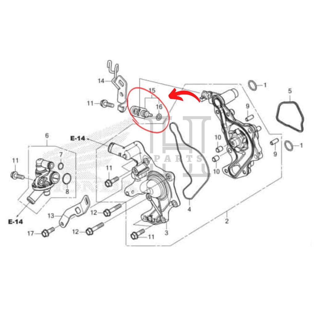 SENSOR TEMPERATUR SUHU AIR ASSY WATER ADV PCX VARIO 160 37870-K0R-V01 ASLI ORIGINAL AHM HGP HONDA