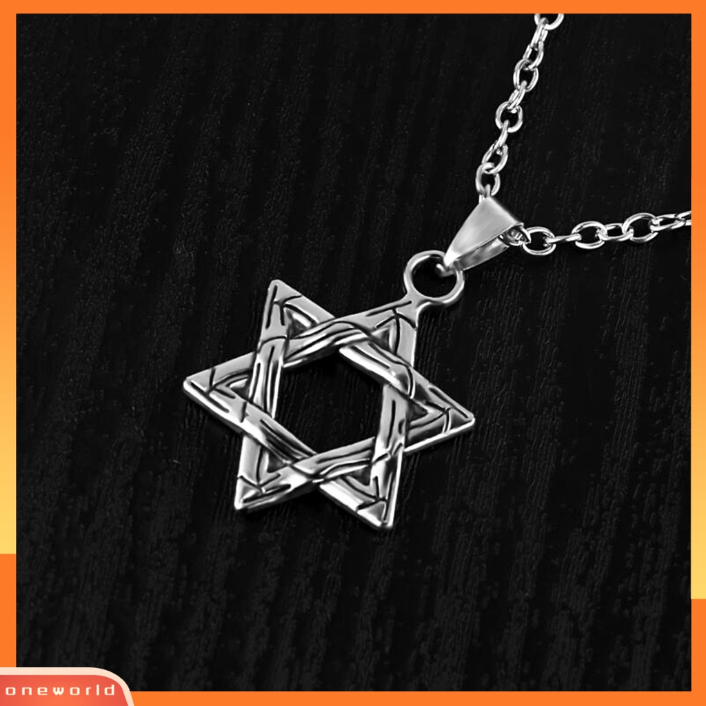 {oneworld} Unisex Hip Hop Hexagram Bentuk Liontin Kalung Rantai Fashion Perhiasan Aksesori