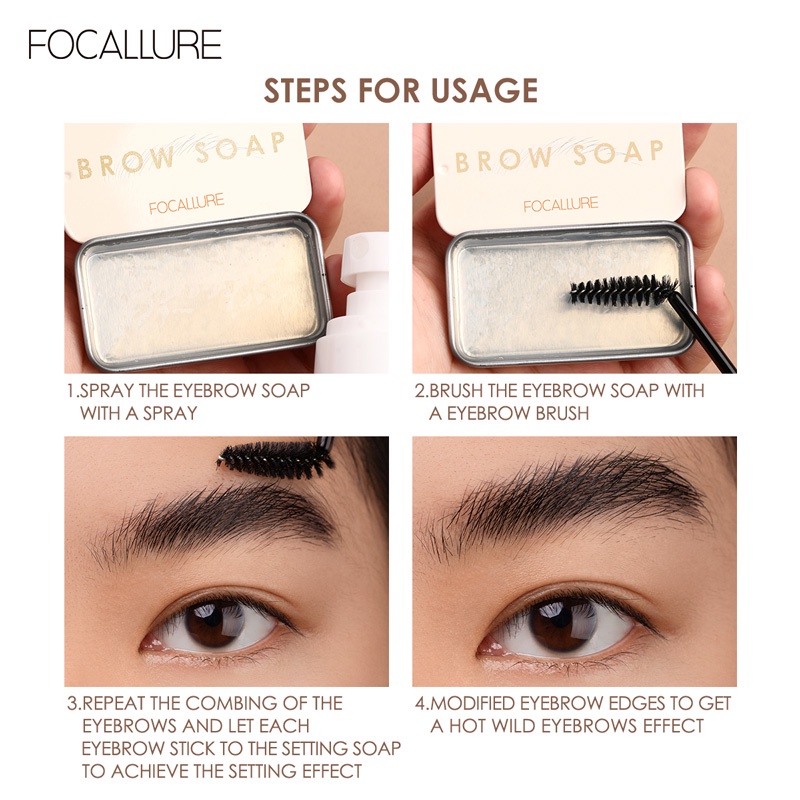FOCALLURE 3PCS Eye Makeup Kit Waterproof Long-lasting Eyebrow + 2 in 1 Mascara &amp; Eyeliner+ Eyebrow soap