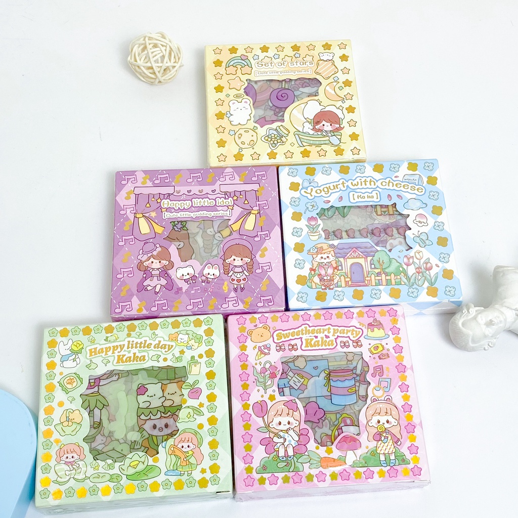

TERBARU V2 MINI BOX STICKER KARTUN CEWE LUCU UNIK TERMURAH 1 BOX ISI 100 LEMBAR STICKER