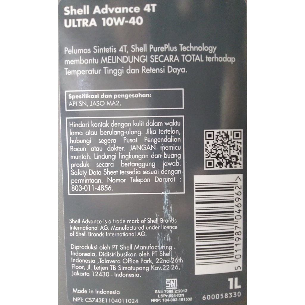 Oli mesin shell advance ultra