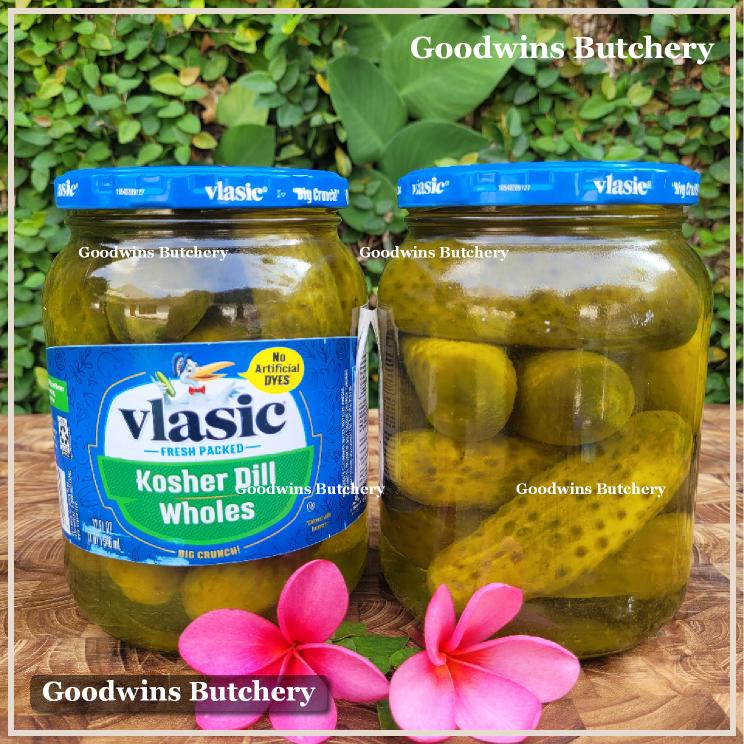 

Vlasic KOSHER DILL WHOLE GHERKINS cucumber pickle acar asinan mentimun USA 32fl.oz 946ml