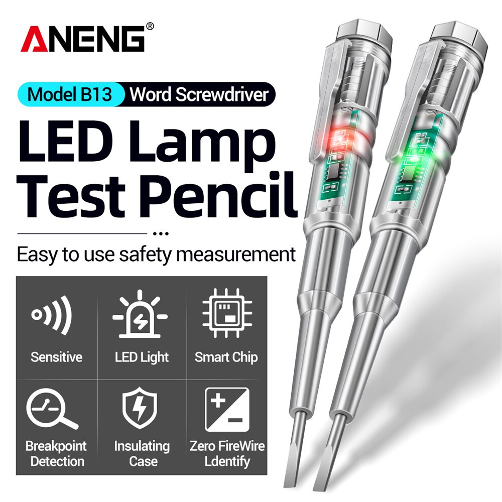 ANENG Obeng Tespen Tester Pen with Indicator Dual LED - B13 - Transparent