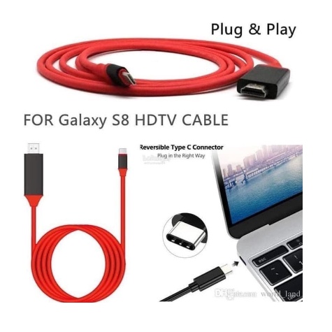 usb 3.1 Type-c to hdtv NB 4k 2k 30hz 2m cable mhl for android ios vuh-05 - Kabel usb-c to hdtv 2 meter 200cm vuh05 - phone Hp to tv vuh05