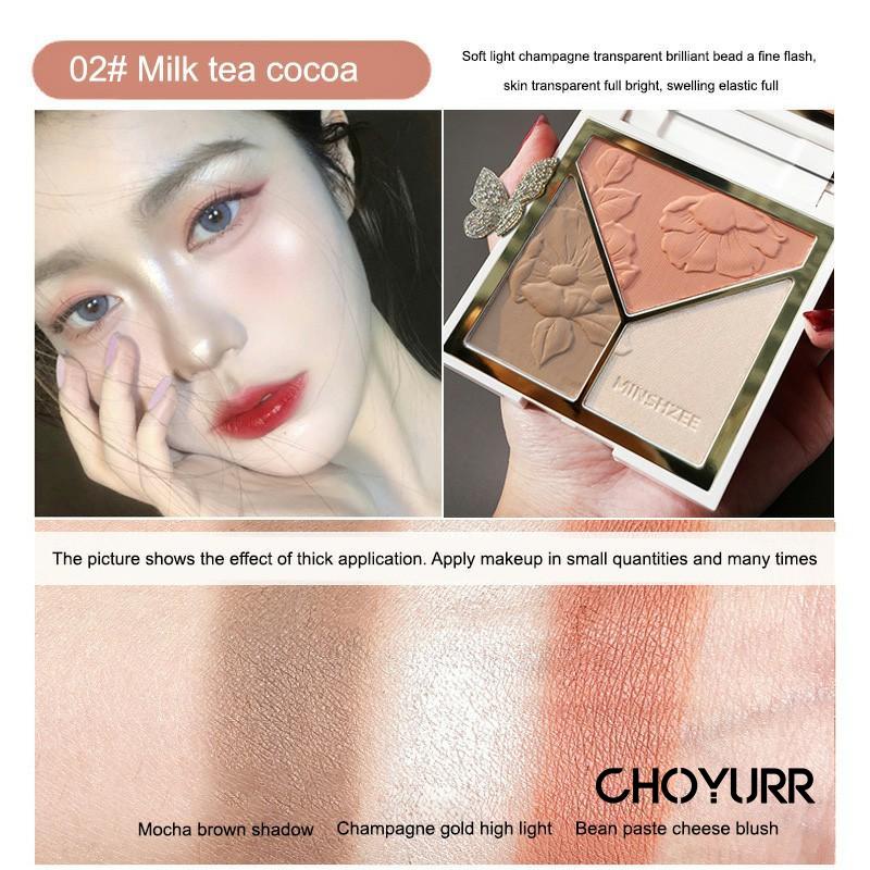 【COD】3 In 1 Highlighter Palette / Contour Powder / Blusher Matte Face Makeup Pigmented Blusher Palette Cosmetics Long Lasting Makeup-CH