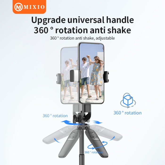 MIXIO A66 - 160CM Tongsis Bluetooth Selfie Stick Tripod with LED Light