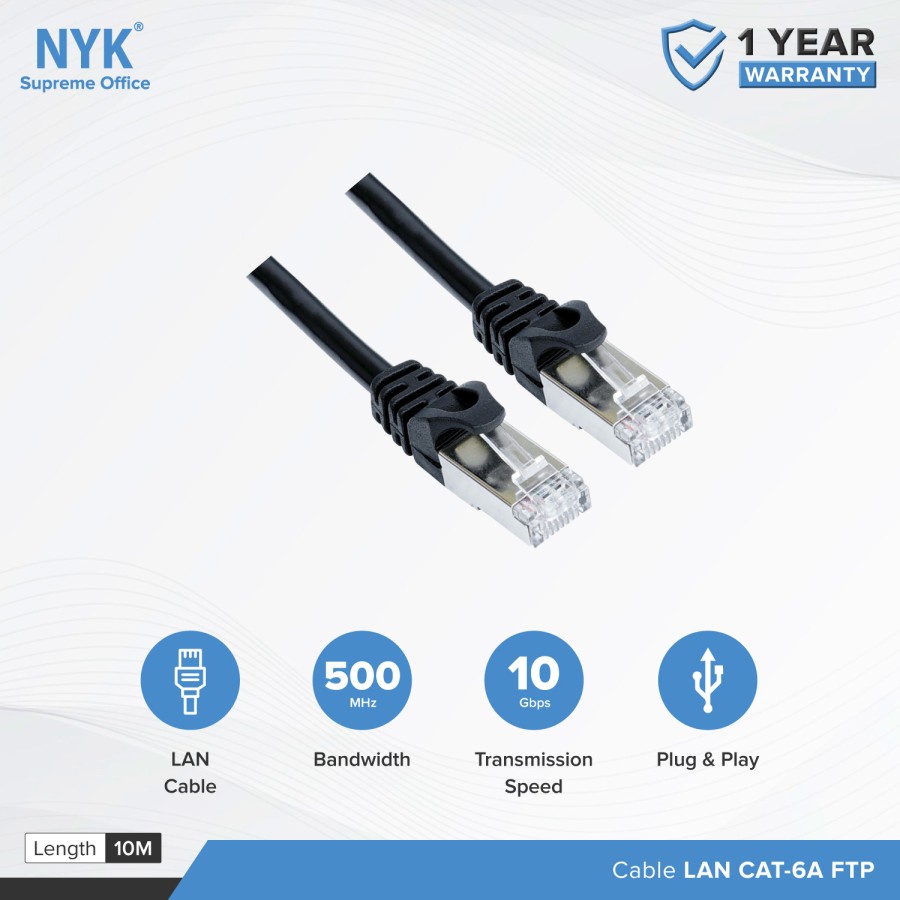 NYK Kabel Cat 6A Lan Outdoor Ftp Cat 6A terpasang Rj45 Plat Besi Garansi 1tahun