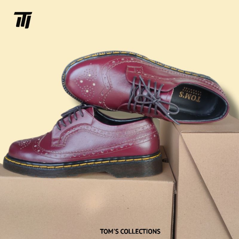 TOM'S - Sepatu Pria Low Bots Wingtip Kulit Asli Original - BBW