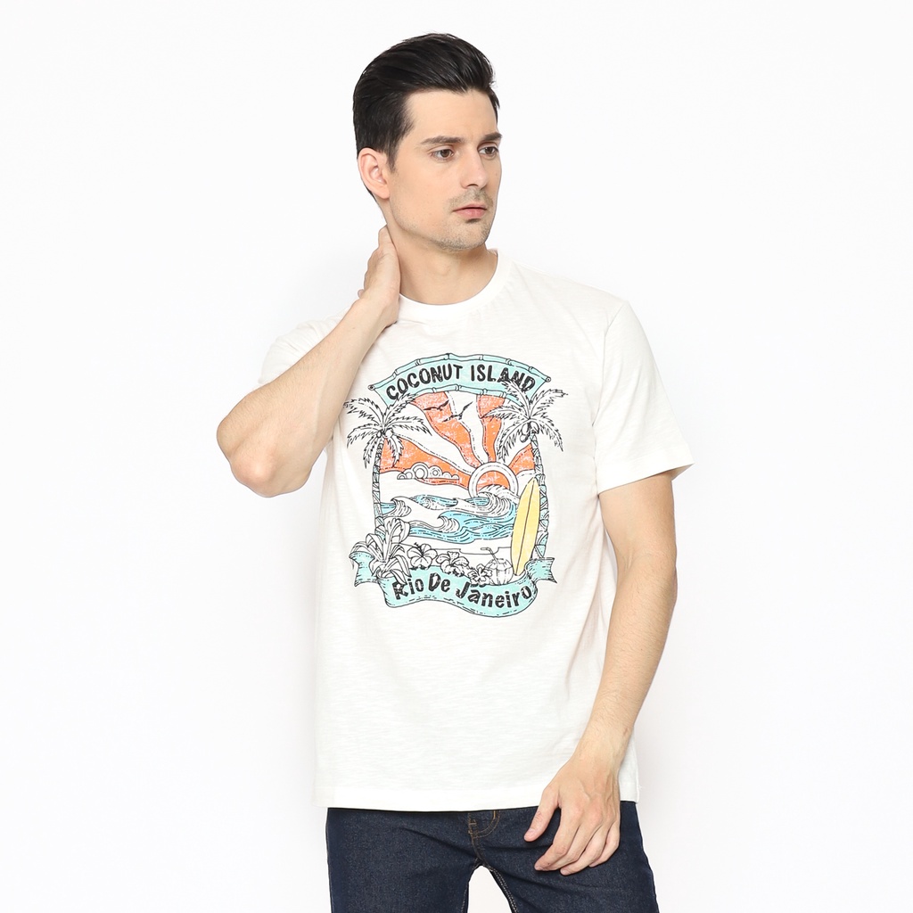 Kaos Pria Casual Distro Regular T-Shirt Coconut island man Styling tee JMSL009