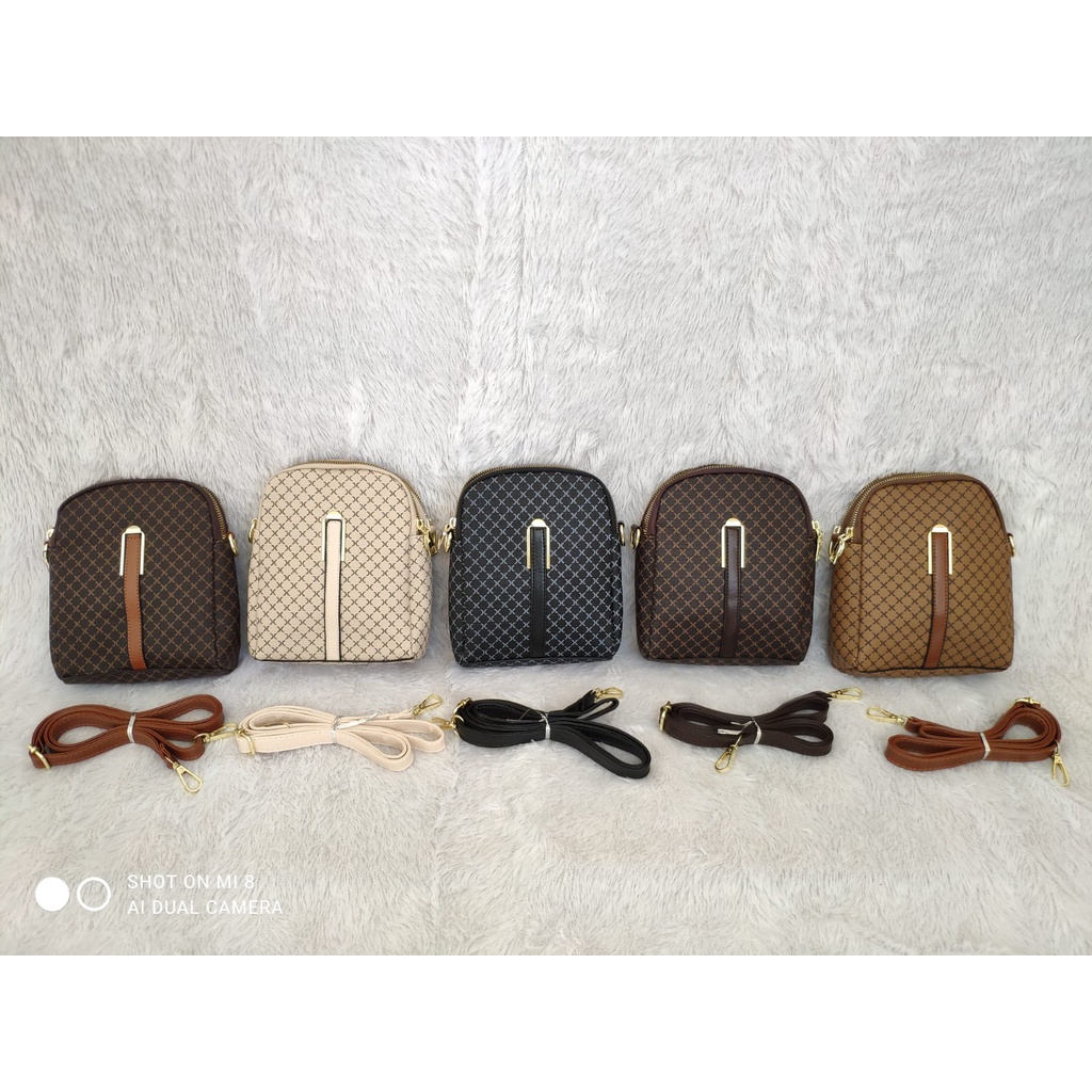 JK 987 1KG MUAT 5PCS TAS MINI SELEMPANG SLINGPHONE DOMPET HP WANITA MOTIF ELEGAN E5128