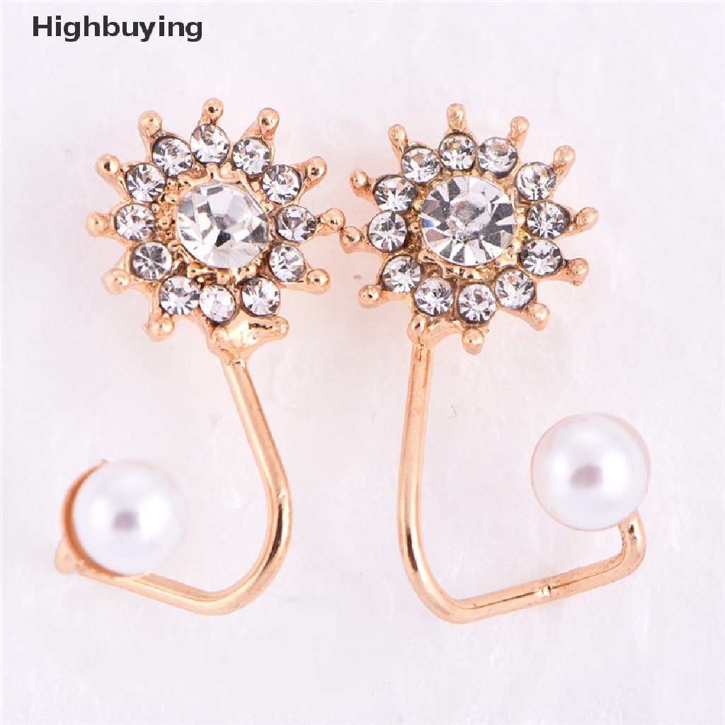 Hbid 1pasang Mutiara Berlian Imitasi Ear Stud Earrings Kristal Telinga Klip Perhiasan Lady Elegan Glory