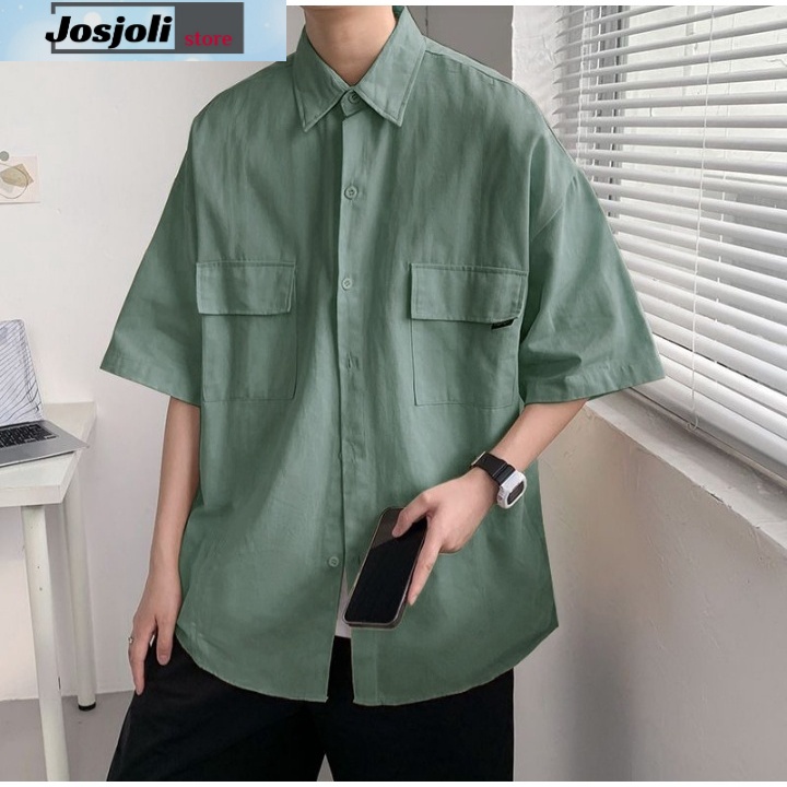 JOSJOLI_STORE/Kemeja Oversize PD-08 Dan Salur/Atasan Pria Dewasa Lengan 7/8