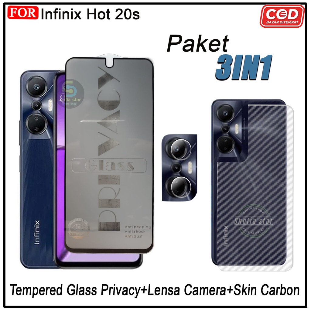 PAKET 3IN1 Ceramic Privacy Matte Infinix Hot 20s 20I 20 5G 20 Play Hot 12 Pro Hot 12 play Zero 20 Zero 5G 2023 Anti Spy Full Cover