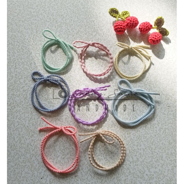 ikat rambut korea polos / gelang tali karet elastis
