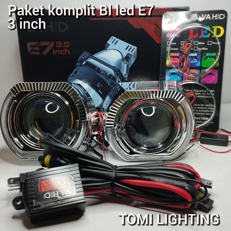 biled Vahid e7-H4|projector lens 3 inch|purple lens sepasang paket komplit
