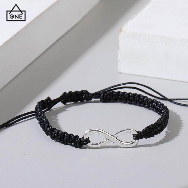 COD❤️Gelang pasangan Paduan sederhana 8 karakter cinta tak terbatas dikepang gelang yang dapat disesuaikan-A.one