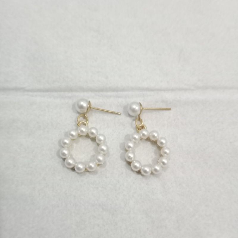 Anting korea model bulat mutiara mini