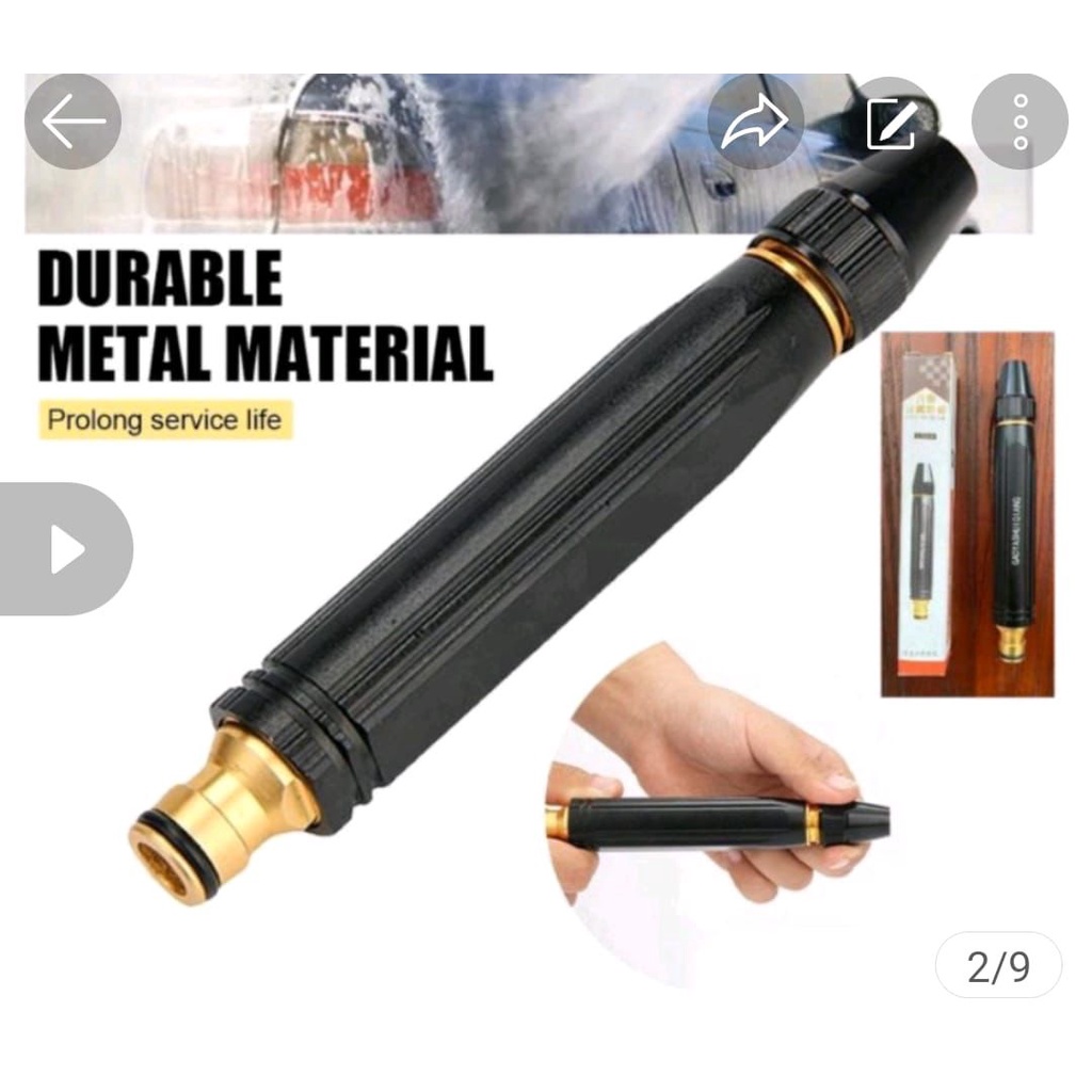 Semprotan Air lurus HITAM nozzle - penyiram Cuci Steam Motor Mobil Taman Water Jet new design black kepala selang air  5/8 multifungsi spray serbaguna