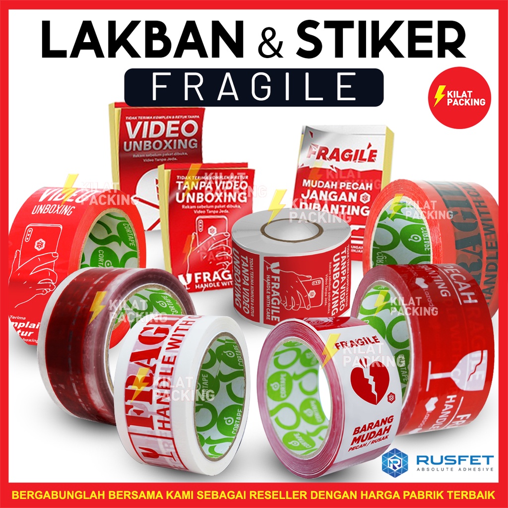 Lakban Fragile Handle With Care / Isolasi Mudah Pecah Belah ANEKA VARIAN TERMURAH SATUAN