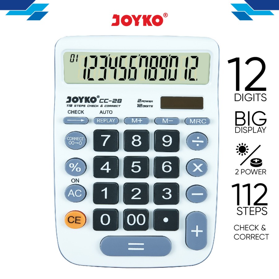 

(1 Biji) Kalkulator Joyko CC-28 12 Digits Check Correct / Calculator Joyko CC28 12 Digits Check Correct / Joyko CC 28
