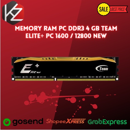 Memory Ram PC DDR3 4 GB Team Elite+ PC 1600 / 12800 New