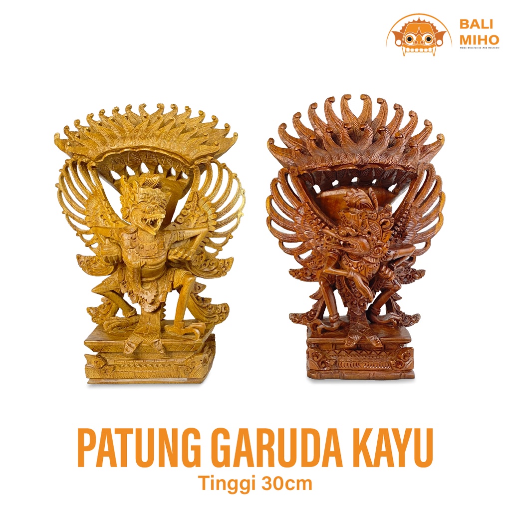Patung Garuda Kayu 30 cm - Patung Burung Garuda - Patung Garuda Bali - Dekorasi Ukiran Bali - Patung