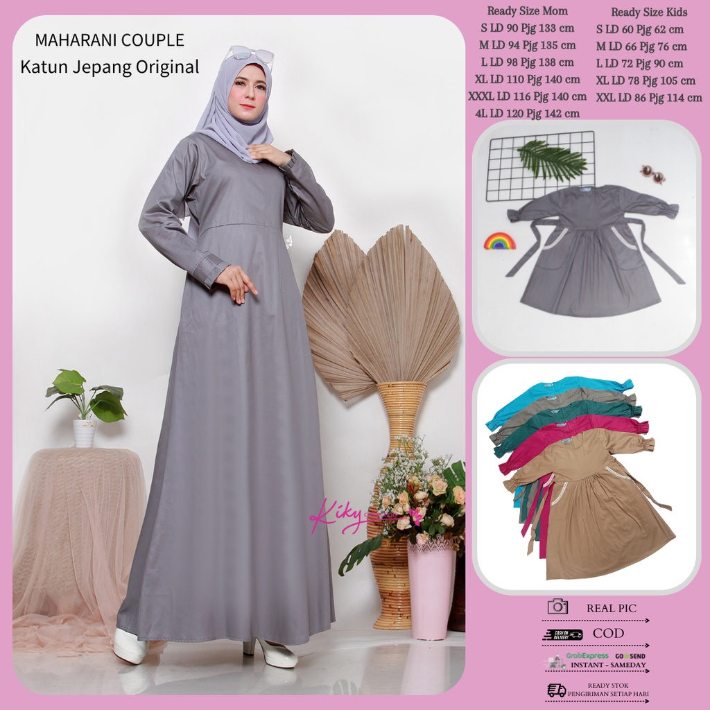 Gamis Cantik Ibu Anak Couple Pasangan Model Polosan Bahan Katun Jepang Original Tokai Senco Part 2