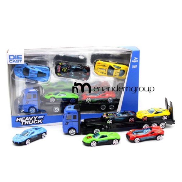 Jual Mainan Diecast Miniatur Mobil Truk Kontainer Trailer Set Lengkap isi 6 - Set isi 6 Limited