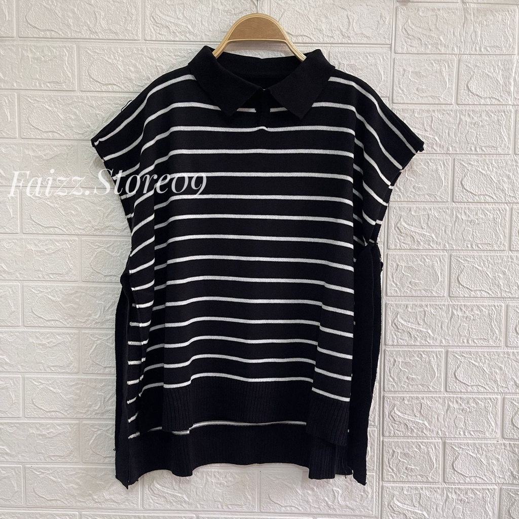 VEST KERAH TALI SAMPING MOTIF GARIS LIODRA