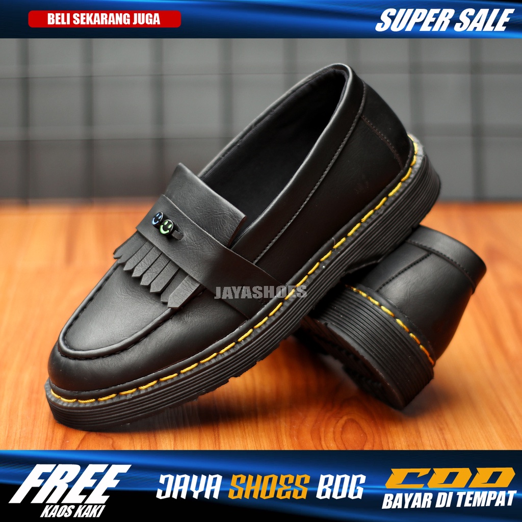 MARKO Sepatu Docmart Pria Smile Original Formal Slip On Casual Kerja Kuliah Main Kondangan Hitam Dinas Resmi