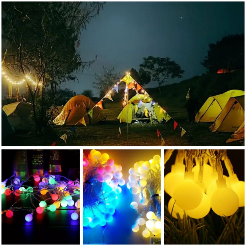 Lampu Hias String LED Tenda Camping Tumble Dekorasi Outdoor Waterproof Portable