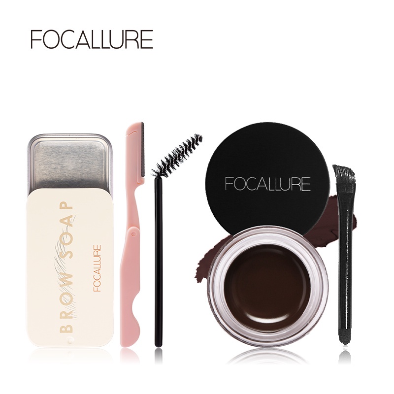 FOCALLURE 2PCS  Eyes Makeup Set Waterproof 3D EyeBrow Soap Long-lasting Eyebrow Gream