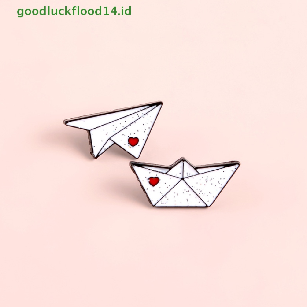 [GOOGFOUR] Pesawat Kertas Perahu Enamel Pin Cinta Bros Kerah Pin Baju Tas Pesawat Feri Lencana Mini Perhiasan Hadiah [TOP]