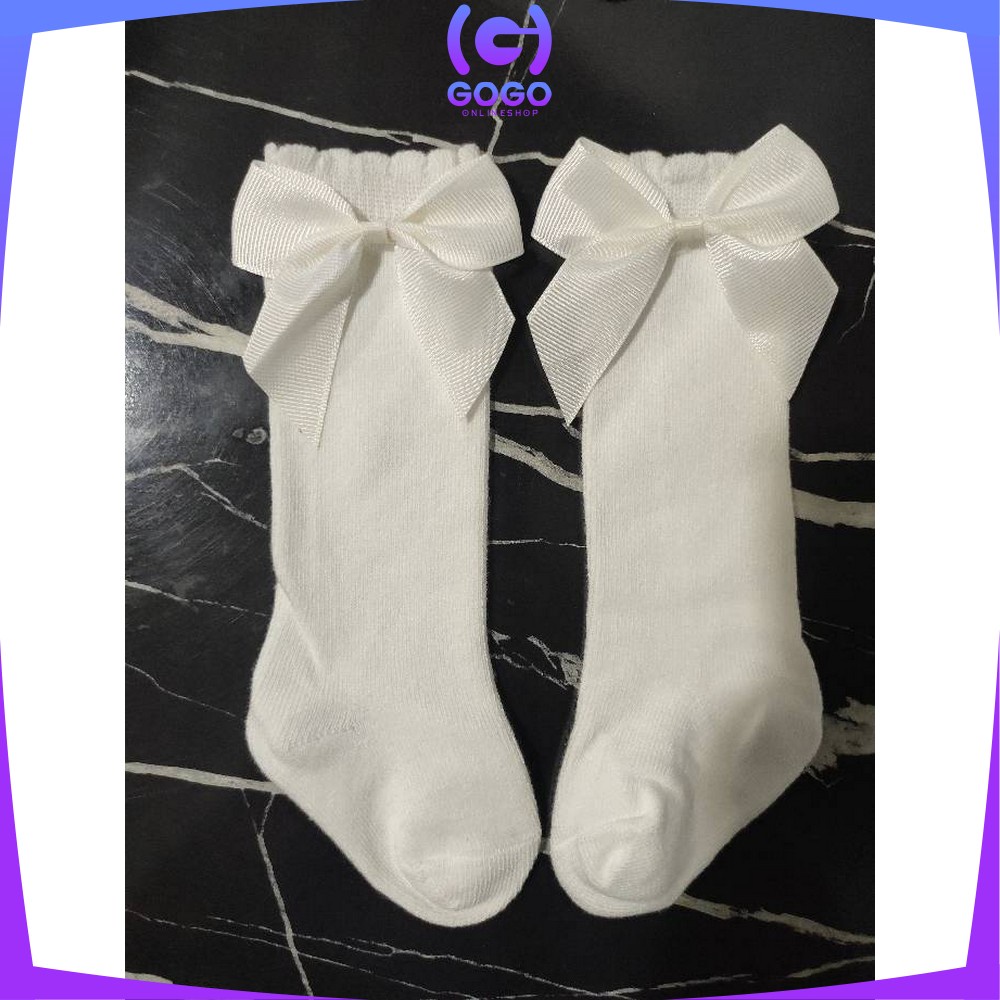GOGO-P532 Kaos Kaki Bayi Panjang Pita Selutut / Kaus Kaki Anak Perempuan Panjang Motif Polos Anti Nyamuk